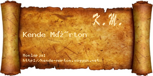Kende Márton névjegykártya